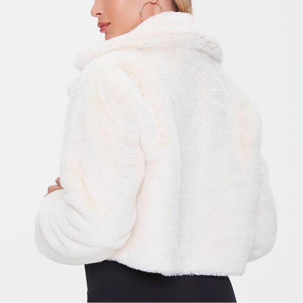 Forever 21 Faux Fur Cream Coat - Picture 2 of 3